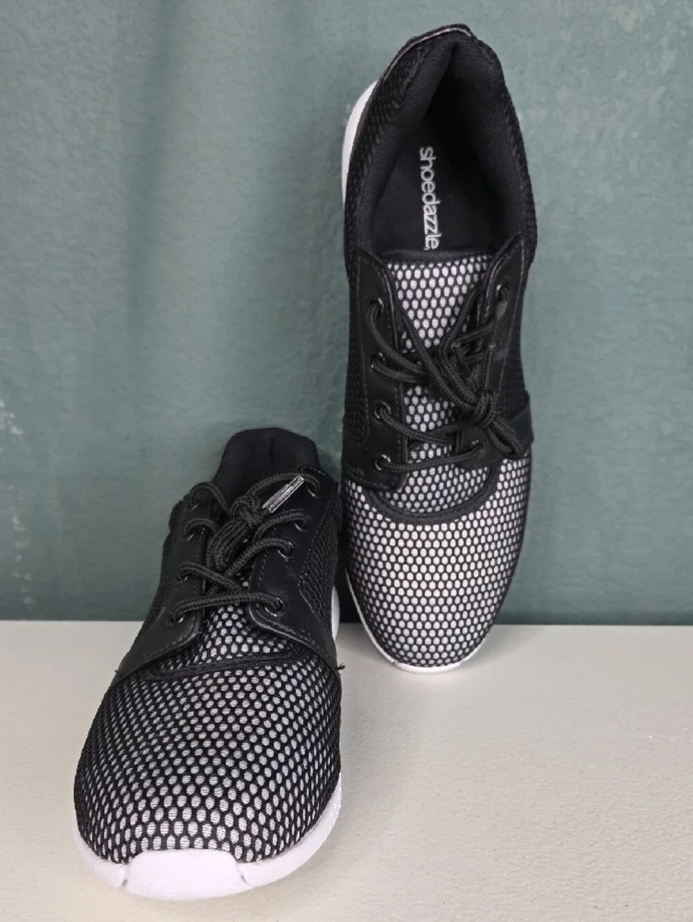 Women's Black and Rose Gold Mesh Trainer Sneakers
